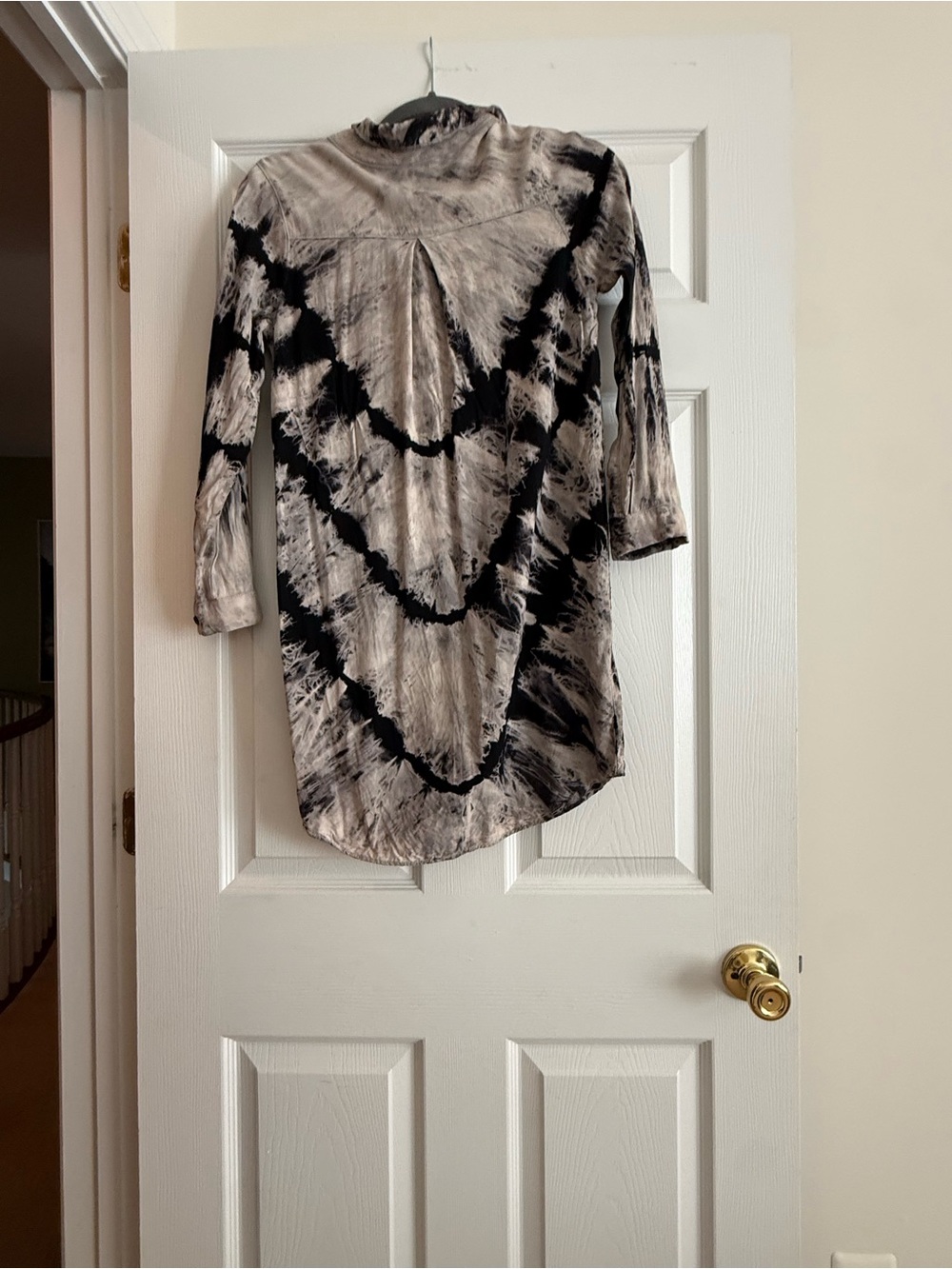 Mona B Black & Cream Tie-Dye Mini Dress